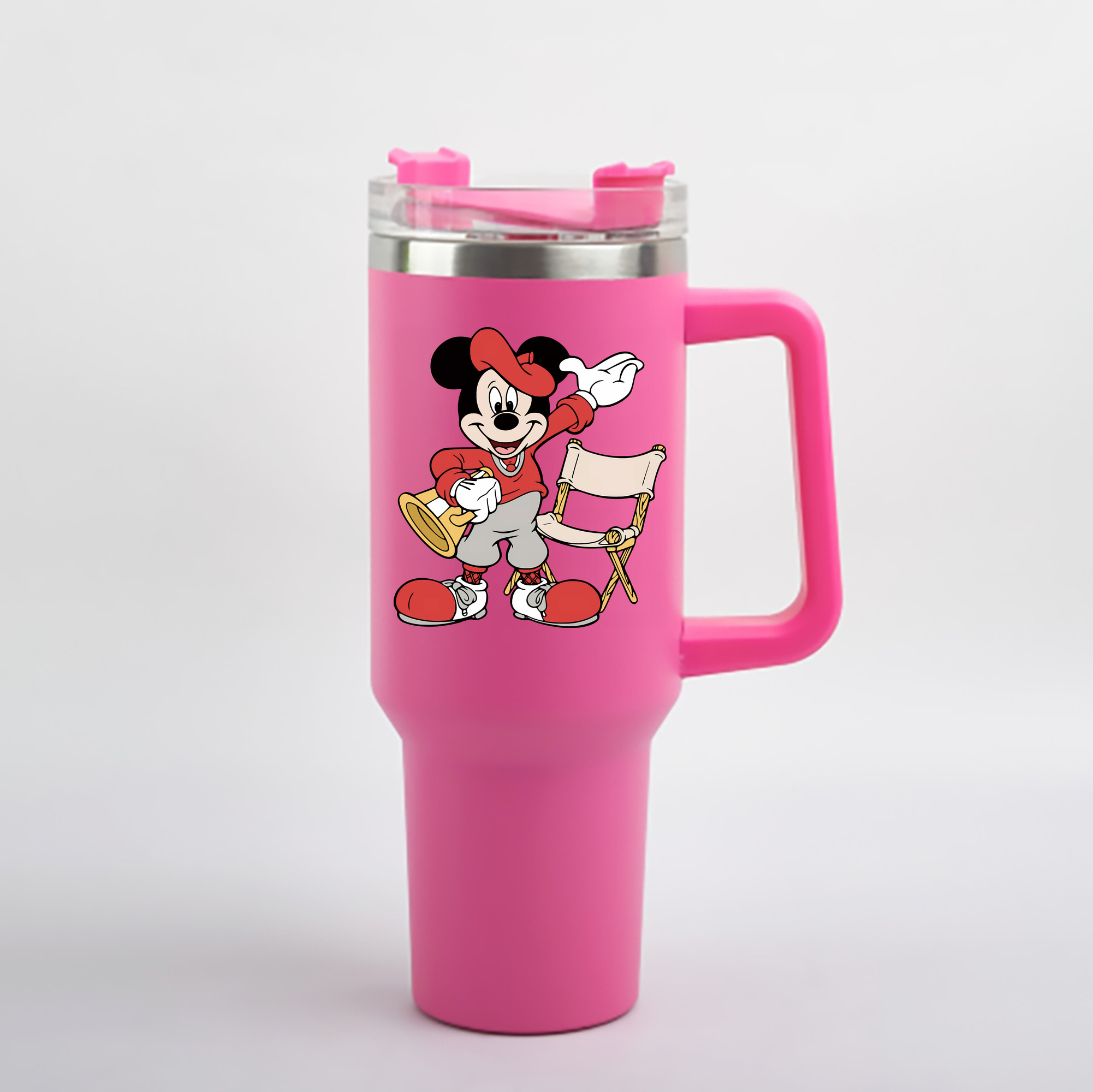 （画像用） ミッキーマウス Mickey Mouse 1200mL車用タンブラー - クリスタルステッカー（プラスチックストロー付き）